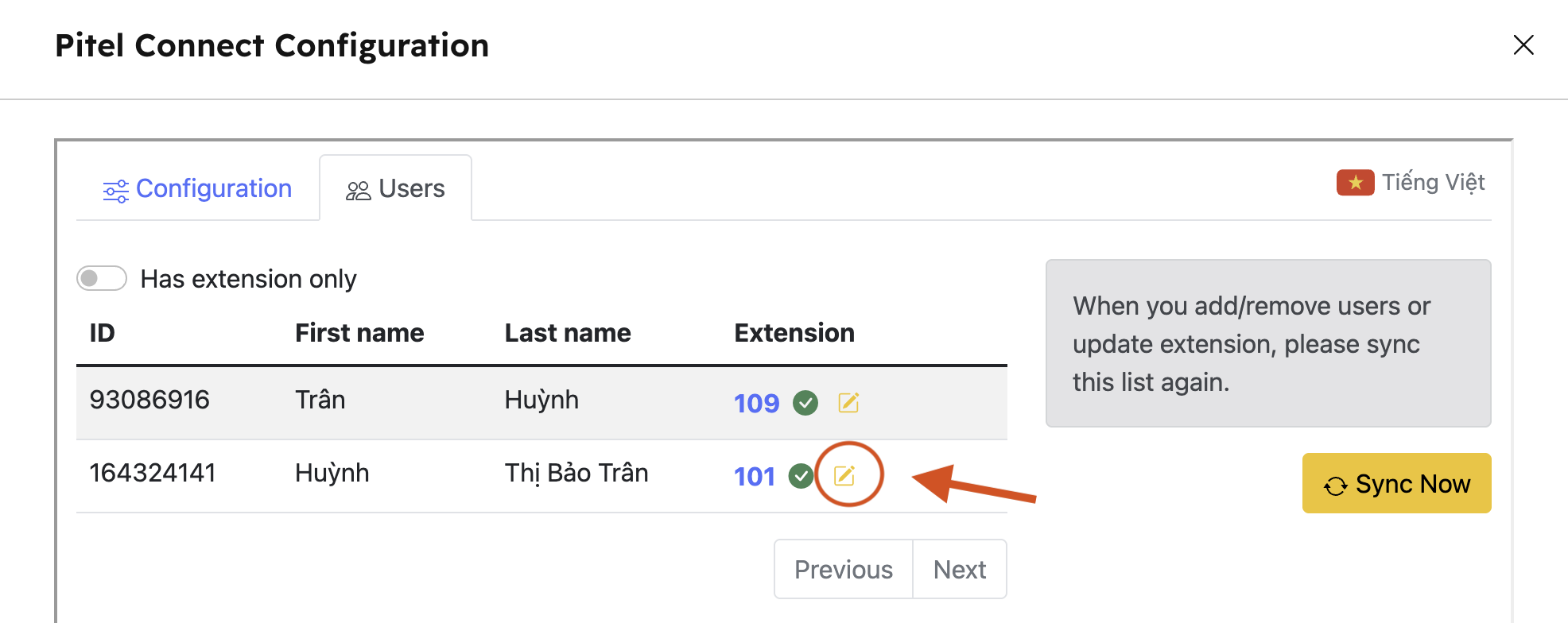 Enter Extension
