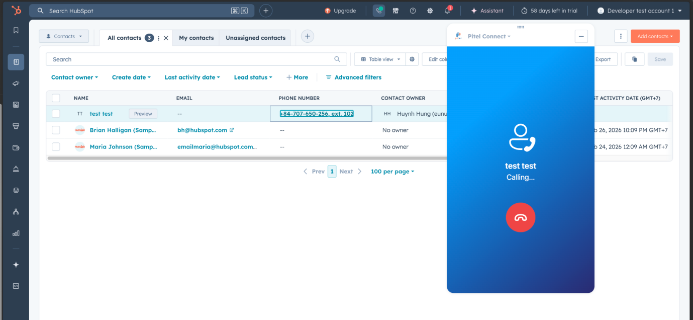 Click-to-call on Contacts List