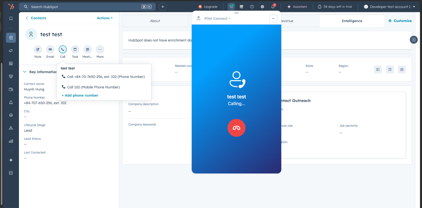 Click-to-call on Contact Profile